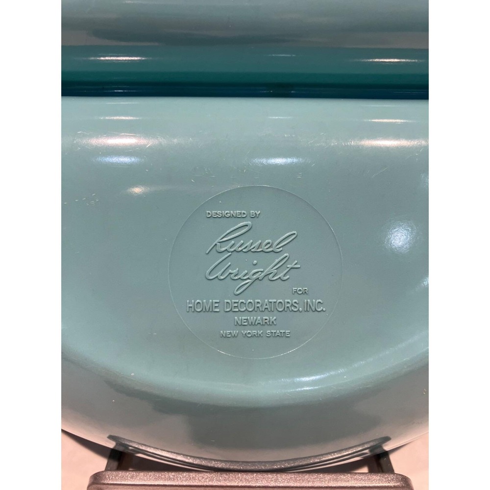Russel Wright Melmac Aqua Blue Divided Vegetable Bowl Serving Dish MCM Vintage - Picture 4 of 9
